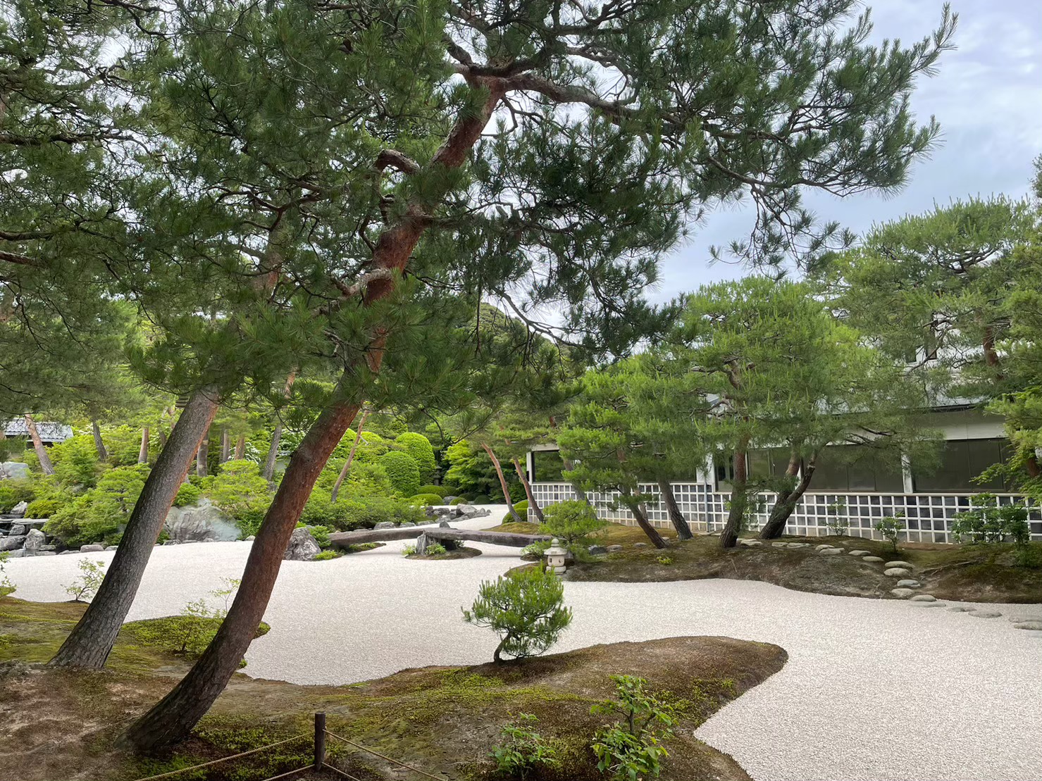 足立美術館の松と白砂が美しい庭園風景
