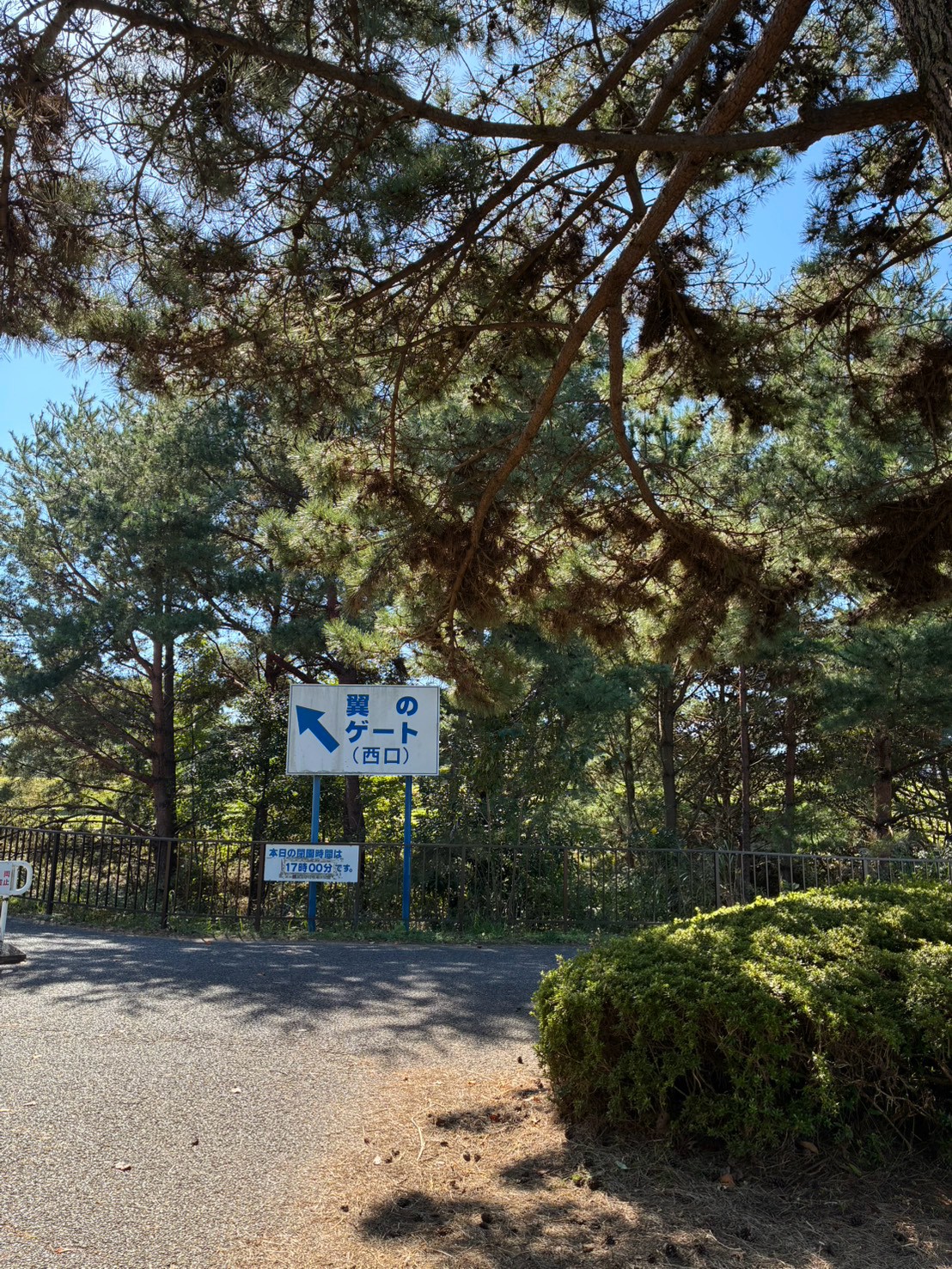 国営ひたち海浜公園の西口・翼のゲートを案内する看板